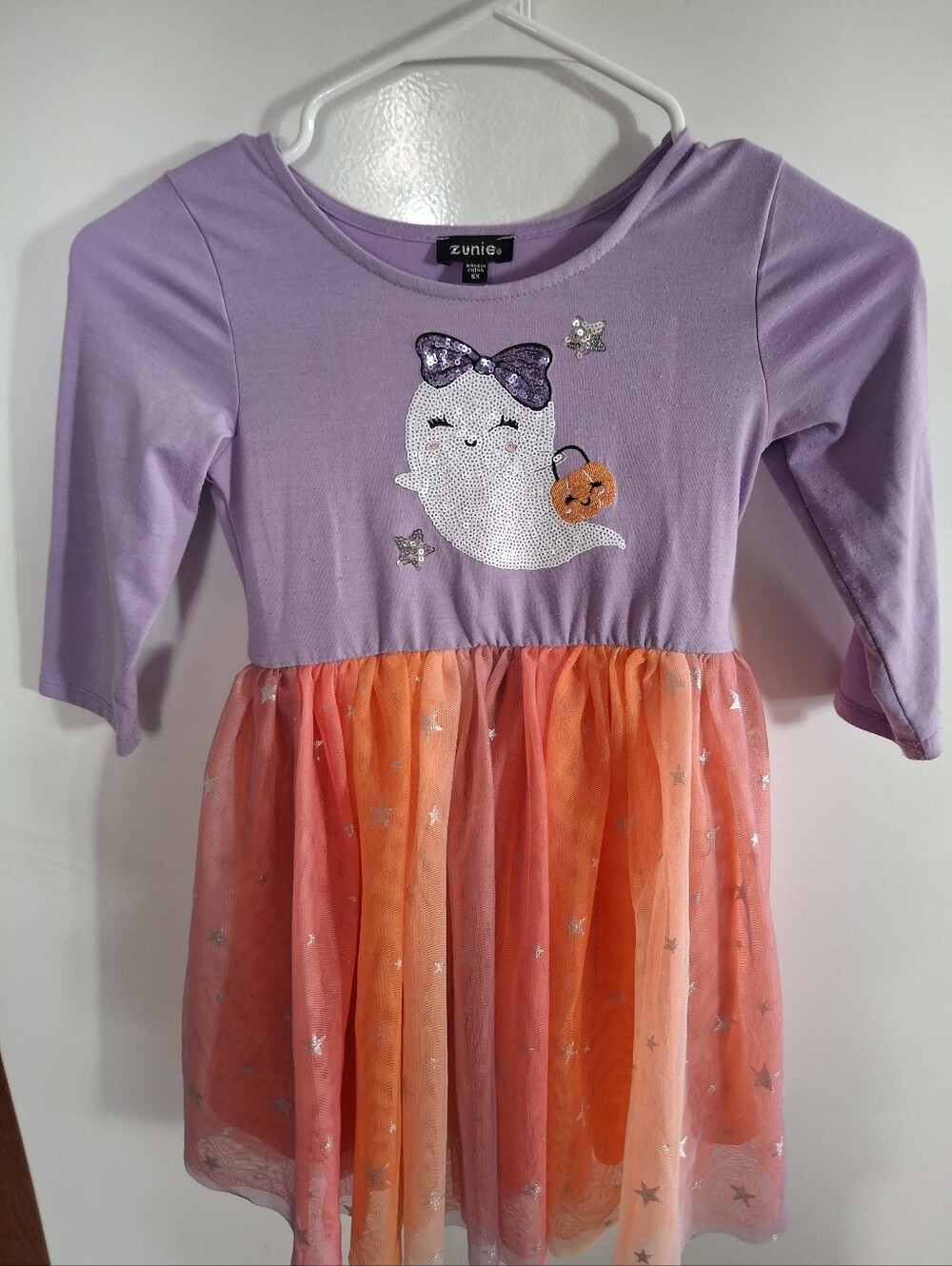Zunie Lavender and Orange Ghost Halloween Tulle Dress